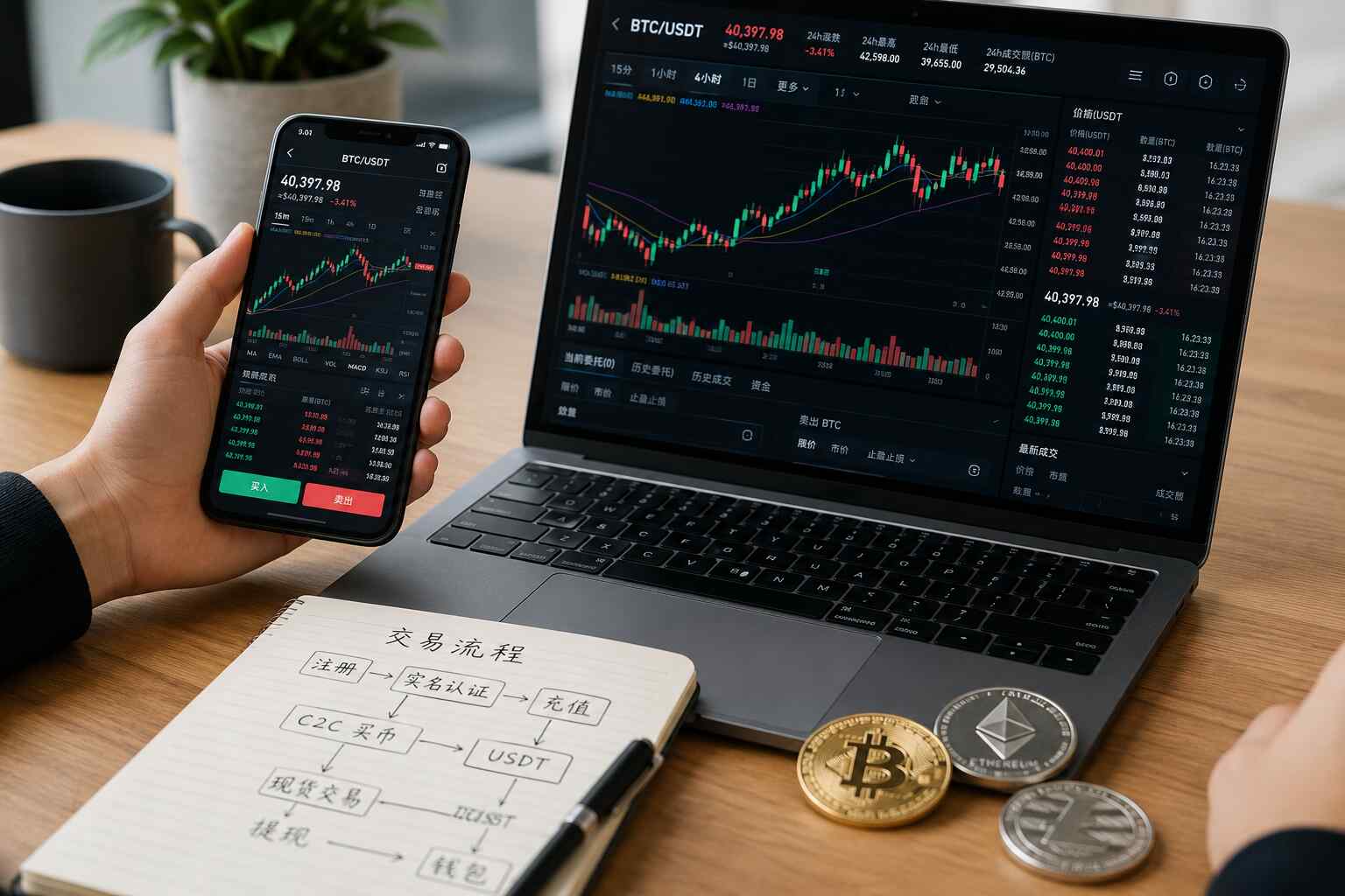 数字资产交易流程与BTC K线操作配图 数字资产交易流程与BTC K线操作配图