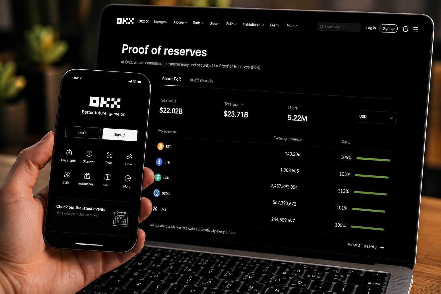 OKX储备证明页面展示BTC、ETH、USDT等资产储备率 OKX储备证明页面展示BTC、ETH、USDT等资产储备率